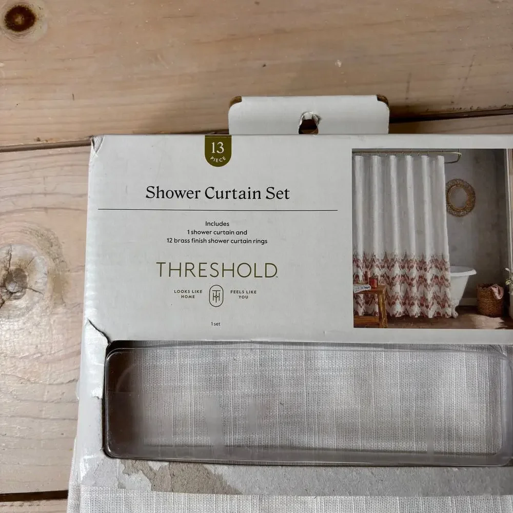 Threshold NWT Coastal Shower Curtain Missing Hooks